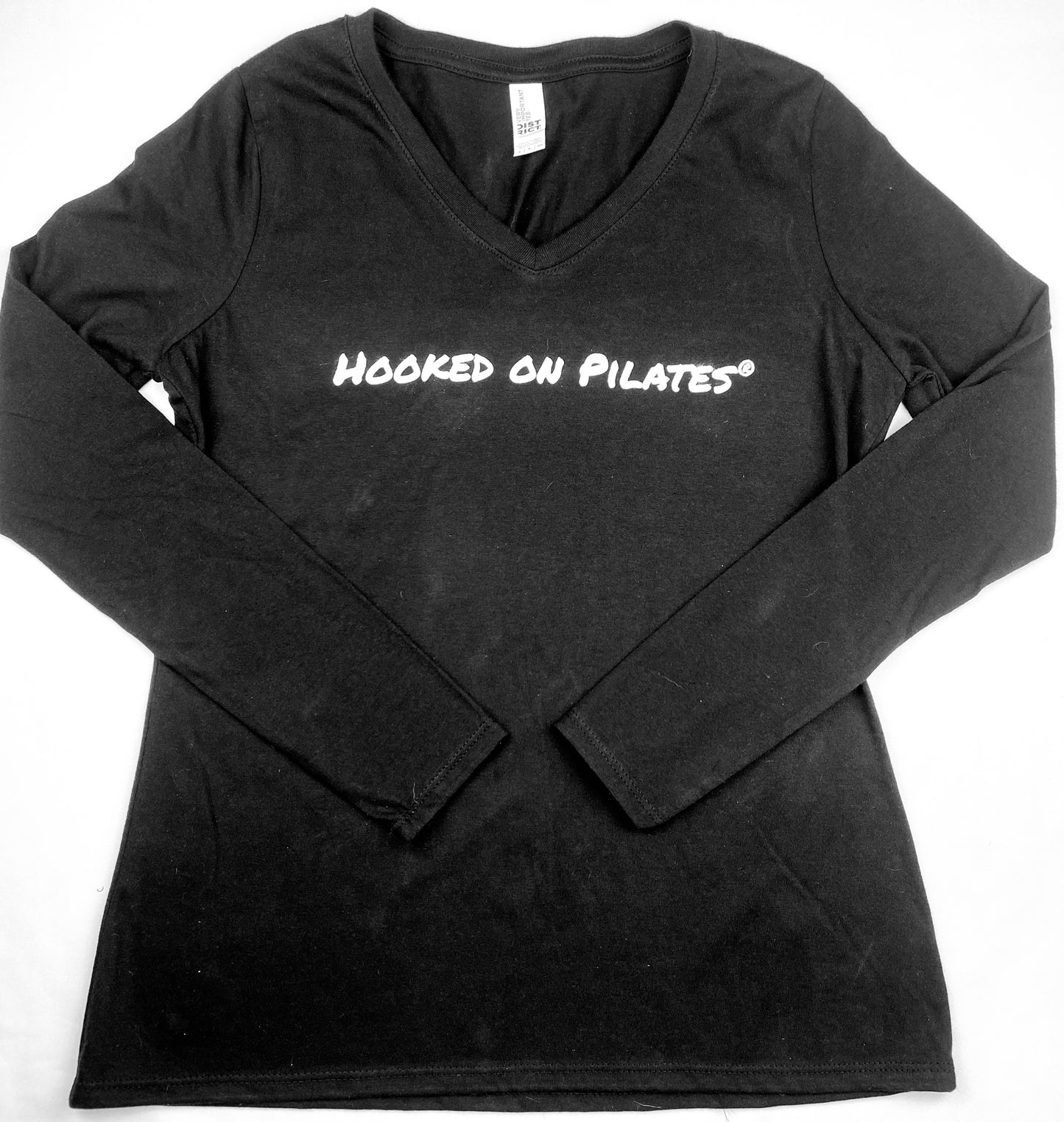 Black Hooked on Pilates® V Neck Long Sleeve T-Shirt