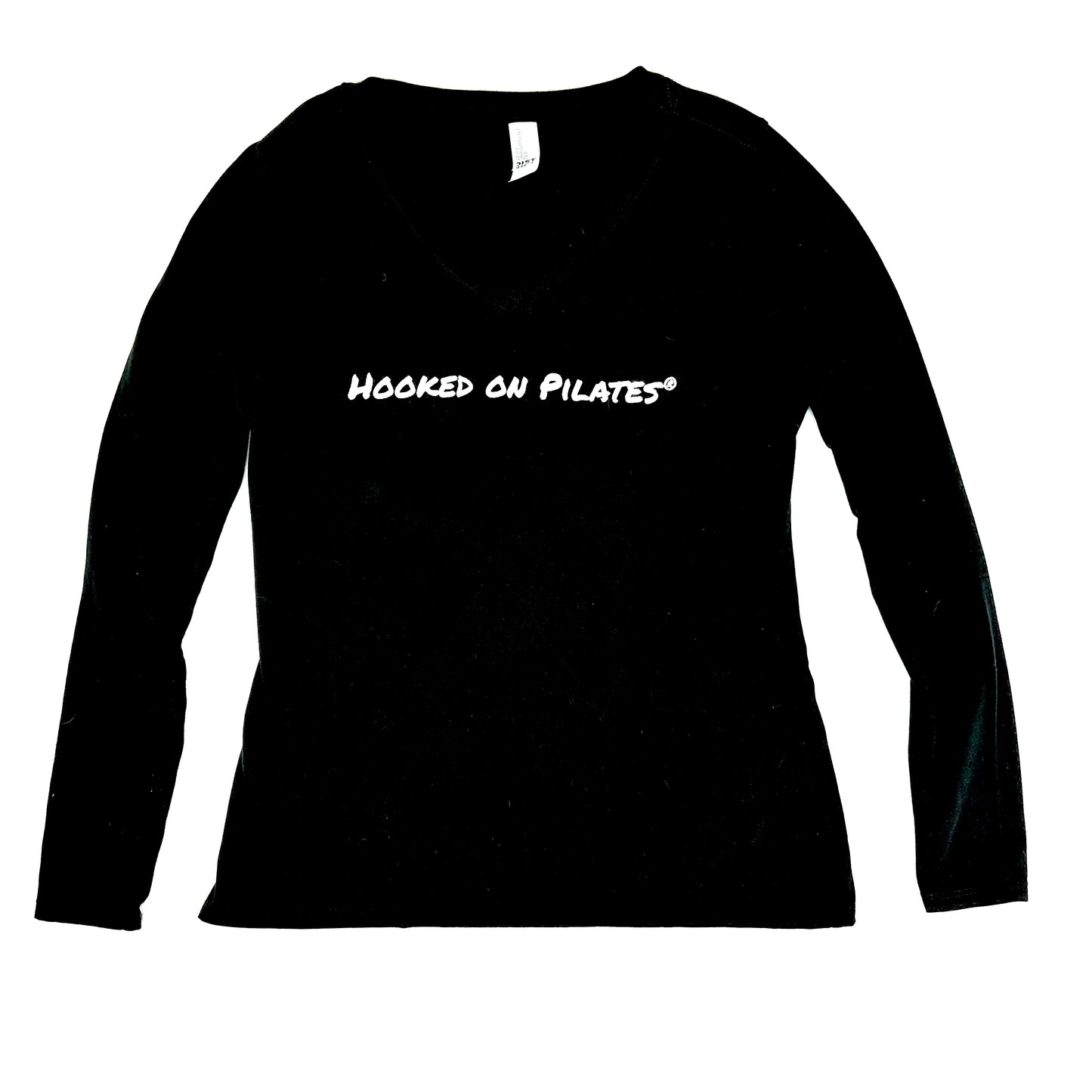 Black Hooked on Pilates® V Neck Long Sleeve T-Shirt